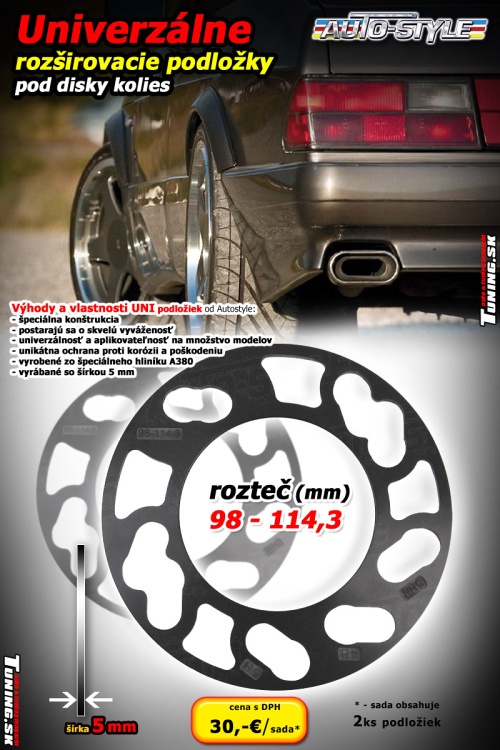 univerz�lne roz�irovacie podlo�ky pod disky ��rka 5mm roz��renie n�pravy autostyle
