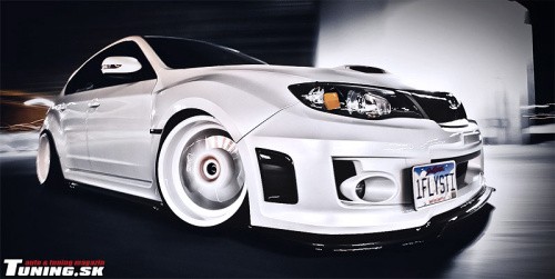 subaru wrx sti sexy white tuning stance