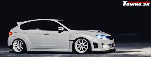 subaru wrx sti sexy white tuning stance