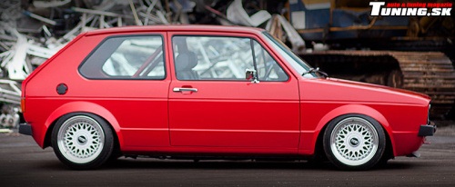 volkswagen vw golf mk1 red rabbit garage show stopper low stance styl joe tuning