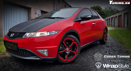 honda civic cierna cervena farba autofolia 3d wrapstyle cobra tuning