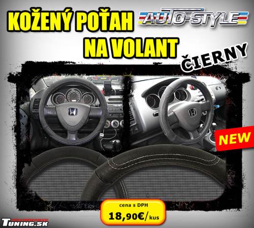�ierny ko�en� po�ah na volant s ozdobn�m �it�m autostyle