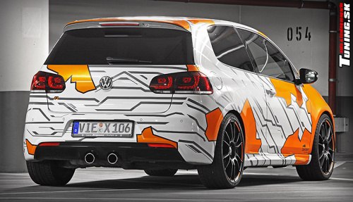 vw golf 6 r wrap folia electric orange cam shaft premium