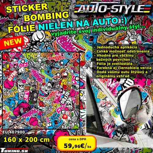 farebna folia folie nalepky sticker art bombing autostyle