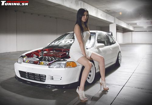 tuning girl honda civic turbo stance jdm
