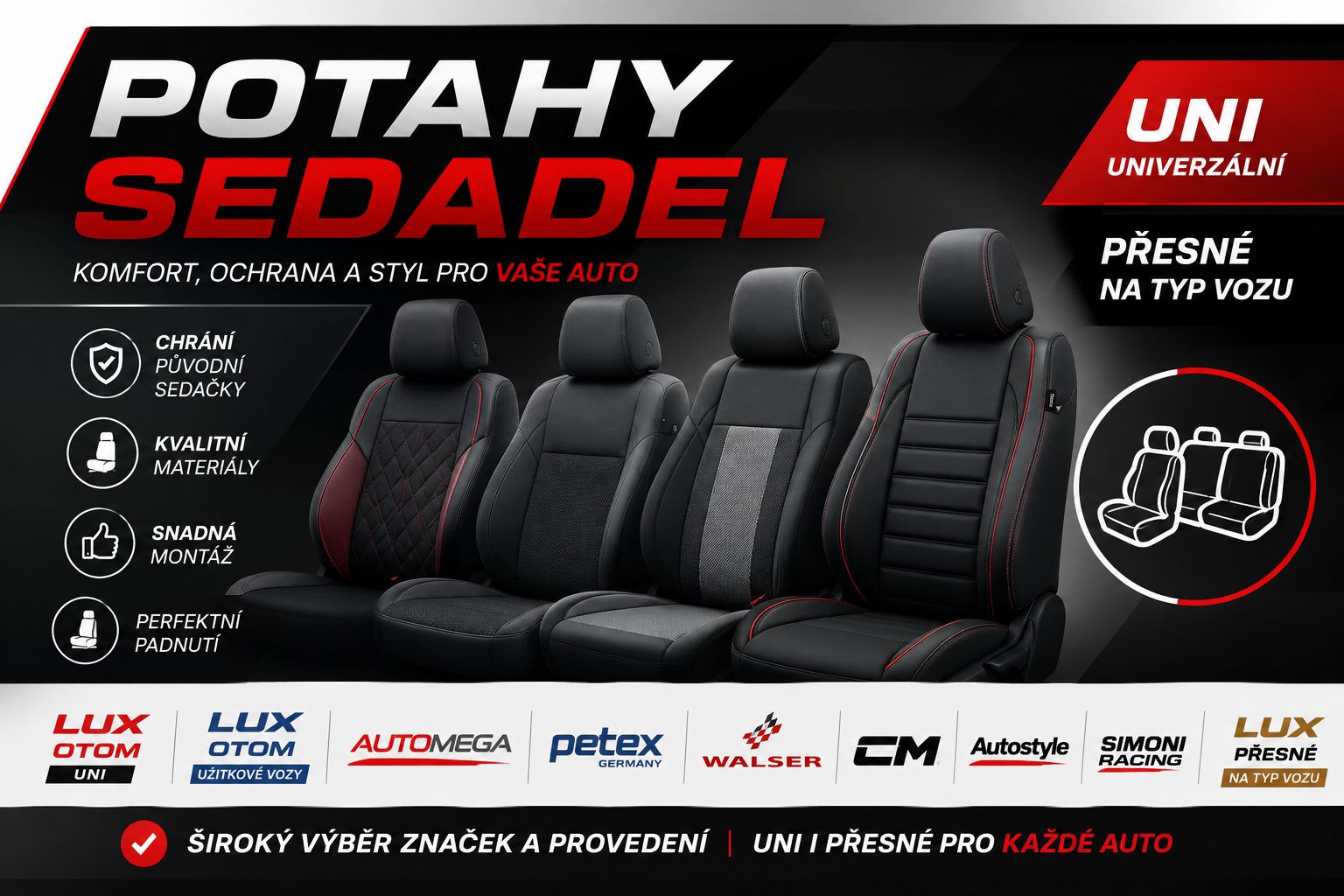 Autopotahy a potahy sedadel do auta