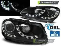 P�edn� sv�tla VW Golf VI, 08-12, Daylight �ern� black s LED denn�m sv�cen�m P�edn� sv�tla VW Golf VI, 08-12, Daylight �ern� black s LED denn�m sv�cen�m