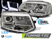P�edn� sv�tla, lampy VW T5 facelift, 2010-, U-type LED, DRL, chrom P�edn� sv�tla, lampy VW T5 facelift, 2010-, U-type LED, DRL, chrom