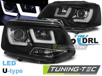 P�edn� sv�tla, lampy VW T5 facelift, 2010-, U-type LED, DRL, �ern� black P�edn� sv�tla, lampy VW T5 facelift, 2010-, U-type LED, DRL, �ern� black