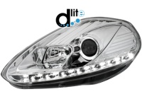 D-LITE p�edn� sv�tla s denn�m sv�cen�m Fiat Punto Evo 09+ chrom