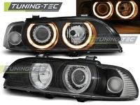 P�edn� sv�tla BMW E39, 1995-2000, Angel Eyes, �ern� black XENON, elektrick� s motorky P�edn� sv�tla BMW E39, 1995-2000, Angel Eyes, �ern� black XENON, elektrick� s motorky