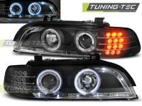 P�edn� sv�tla BMW E39, 1995-2003, Angel Eyes, �ern� black, s LED blinkrem, manu�l 