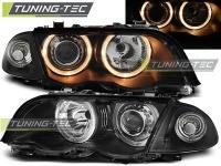 P�edn� sv�tla BMW E46 Sedan Touring, 1998-2001, Angel Eyes, d�len�, �ern� black, s motorky 