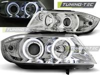 P�edn� sv�tla BMW E90, E91, 2005-2008, Angel Eyes, chrom, s motorkem P�edn� sv�tla BMW E90, E91, 2005-2008, Angel Eyes, chrom, s motorkem