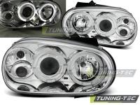 P�edn� sv�tla Volkswagen Golf 4, 1998-2003, Angel Eyes, chrom 1 P�edn� sv�tla Volkswagen Golf 4, 1998-2003, Angel Eyes, chrom 1