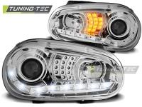P�edn� sv�tla Volkswagen Golf 4, 1998-2003, LED Daylight, chrom 2+ LED blinkr P�edn� sv�tla Volkswagen Golf 4, 1998-2003, LED Daylight, chrom 2+ LED blinkr