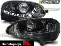 P�edn� sv�tla Volkswagen Golf 5, 2003-2009, LED Daylight, �ern� black, H7 + RL denn� sv�cen� 