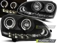 P�edn� sv�tla Volkswagen Golf 5, 2003-2009, Angel Eyes + LED, �ern� black