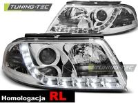 P�edn� sv�tla Volkswagen Passat 3BG, 2001-2004, LED Daylight, chrom + RL atest P�edn� sv�tla Volkswagen Passat 3BG, 2001-2004, LED Daylight, chrom + RL atest