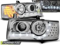 P�edn� sv�tla Volkswagen T4, 1990-2003, LED Daylight, chrom + LED blinkr